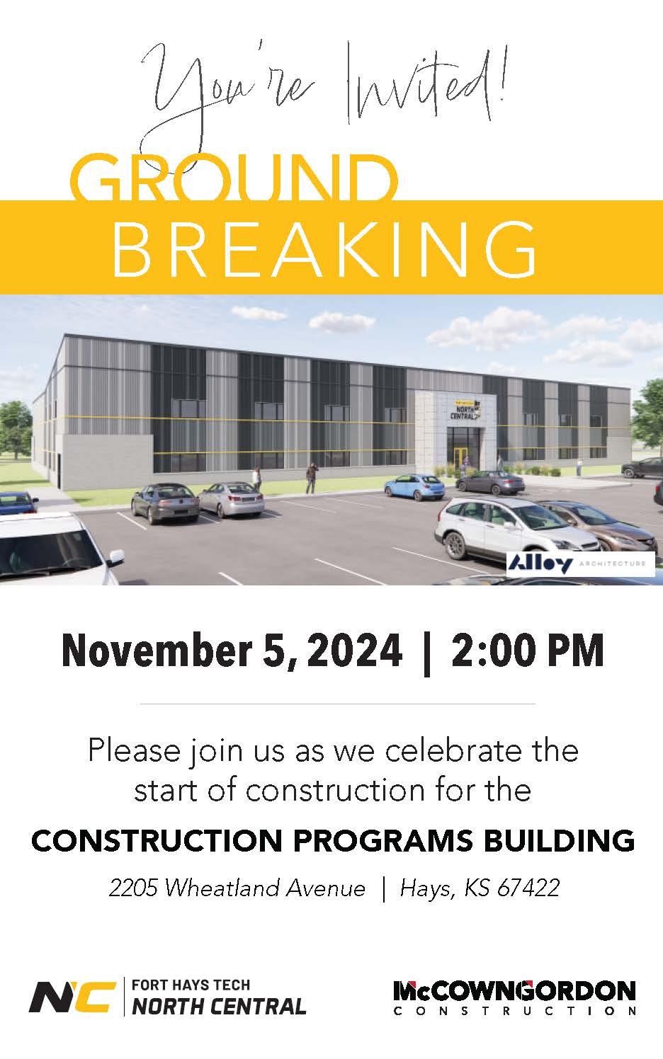 New building groundbreaking invitation.
